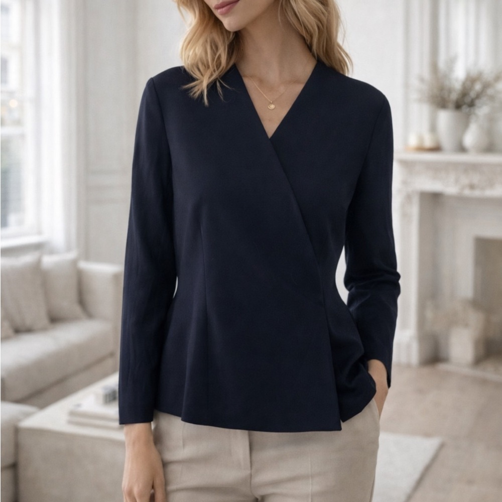 Christian Dior D Uniforms Navy Tailored Blouse Minimalist Designer Top